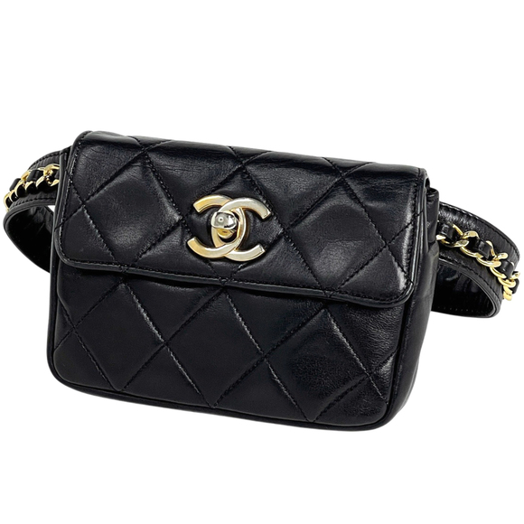 CHANEL Handbags - CHANEL Coco Mark Waist Bag, Matelasse Pouch, Body Leather, Black, Women's